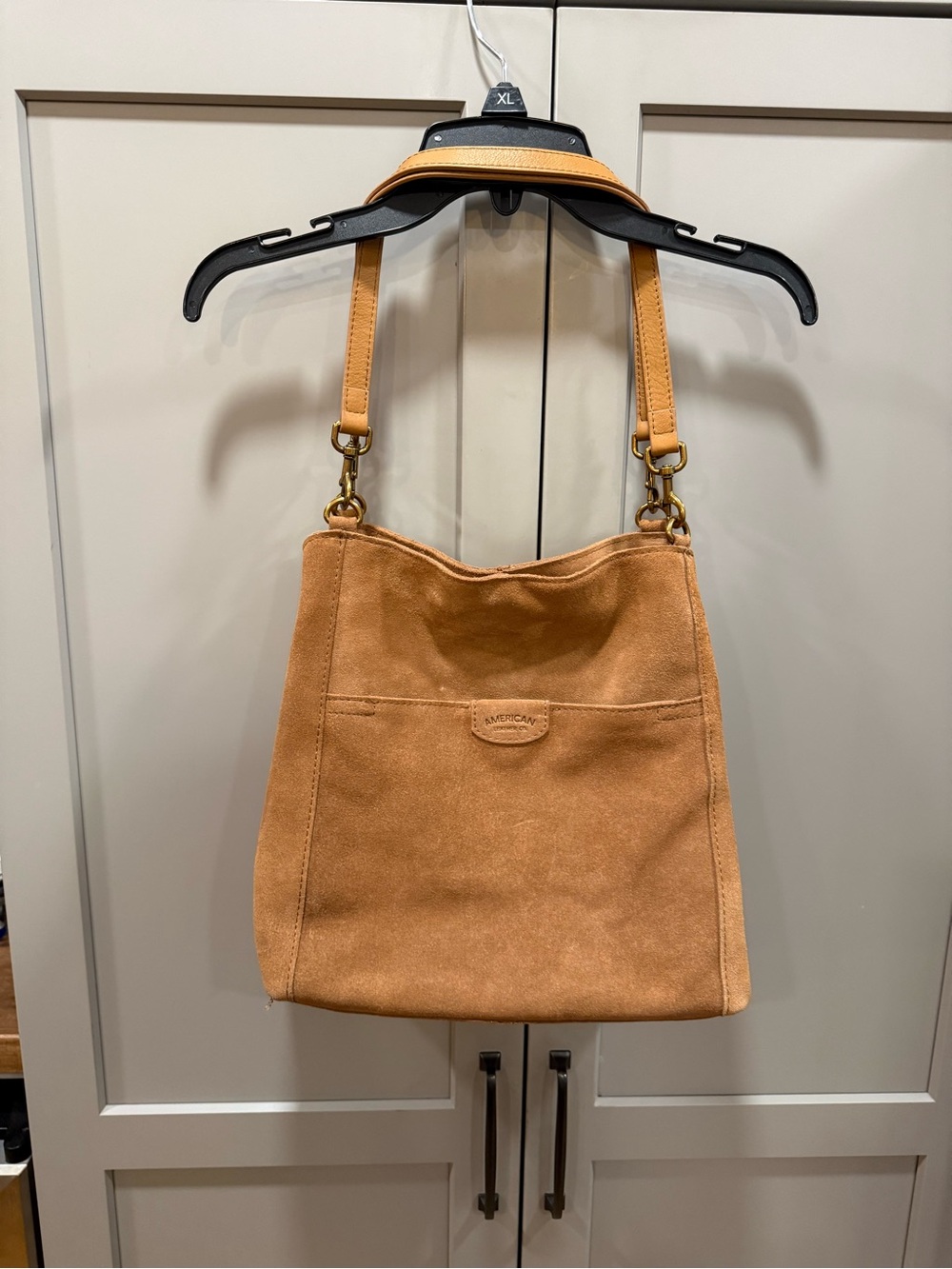 American Leather Co Suede Shoulder Bag in Tan
